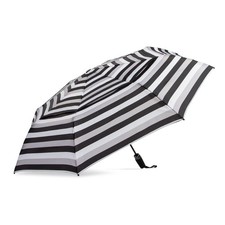 Vented Automatic Open Close 47 Inch Printed Rain Umbrella Black White Stripe