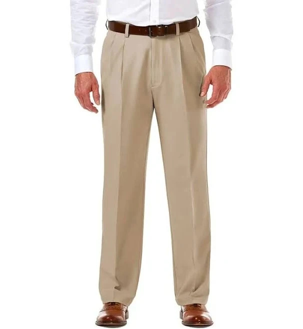 Khaki Mens Flat Front