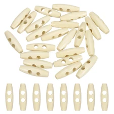 24pcs Wooden Toggle Button, 35mm/1.4" 2 Hole Olive Sewing Buttons, Wood Color