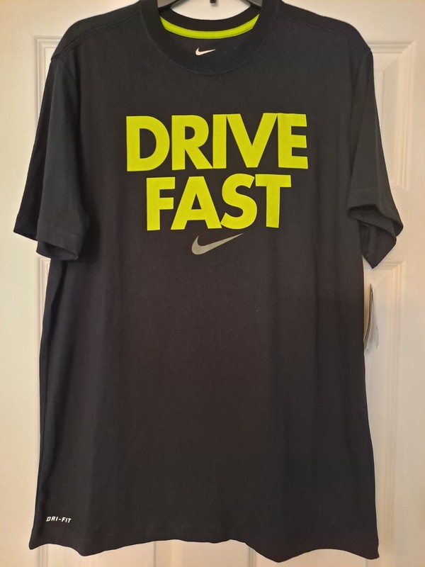 Nike Dri Fit Drive Fast Shirt LG NWT Unusual Nascar F1 Street Racing Sneakers