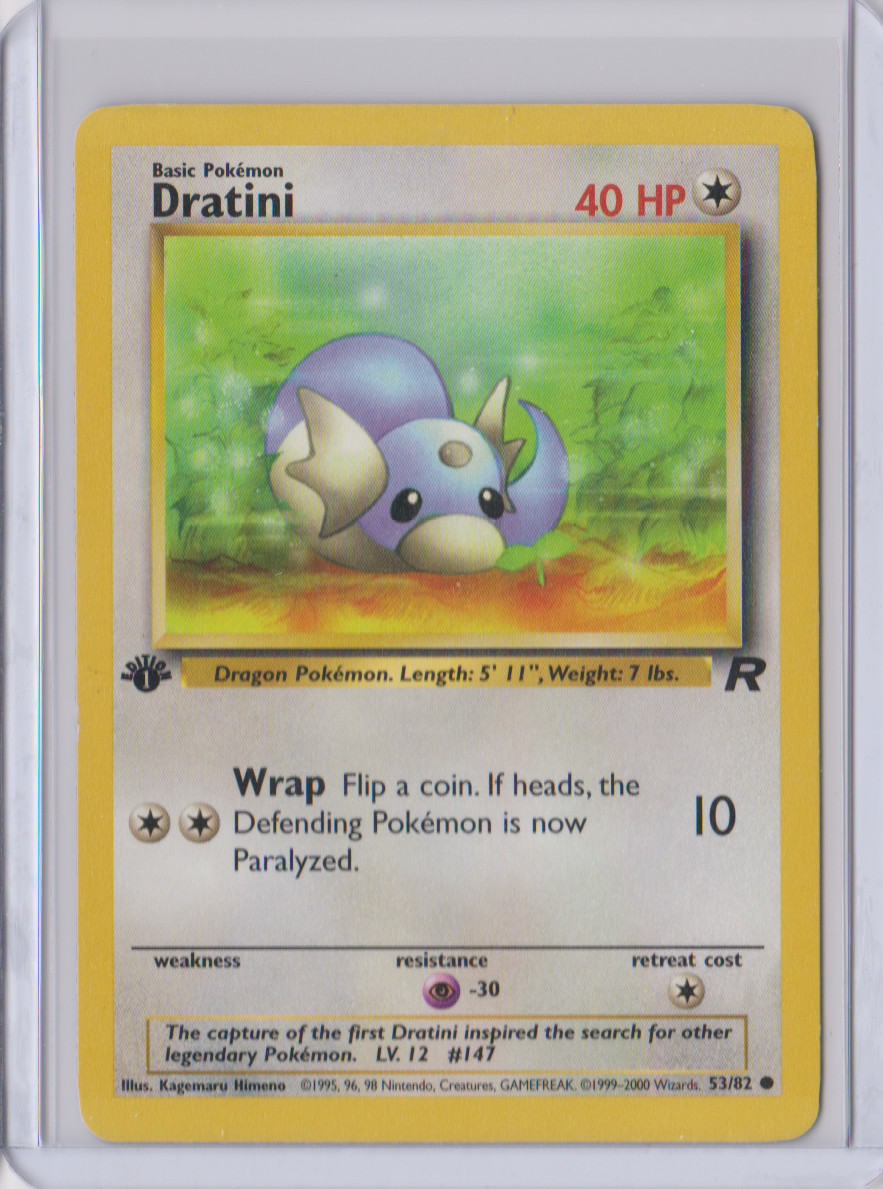 Dratini 53/82 Common Team Rocket Pokemon 1st Edition Light Play LP
