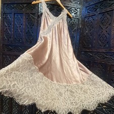 Victoria  s Secret Satin/Lace Slip Dress Womens L Blush Pink Coquette Romantic