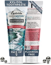 Optivida 2 Pack Fluoride Free Colloidal Silver Infused Xylitol Toothpaste for...
