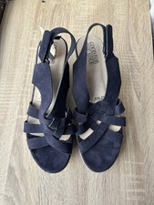 Good For The Sole Women’s Size 8 Wide Fit Wedge Sandals Navy Blue