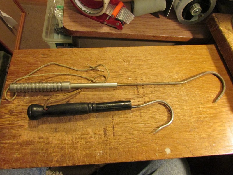 Vintage Fishing Gaff Hooks, Lot x2, 19" and 12", Antique Fish Gaff Hooks, NICE!