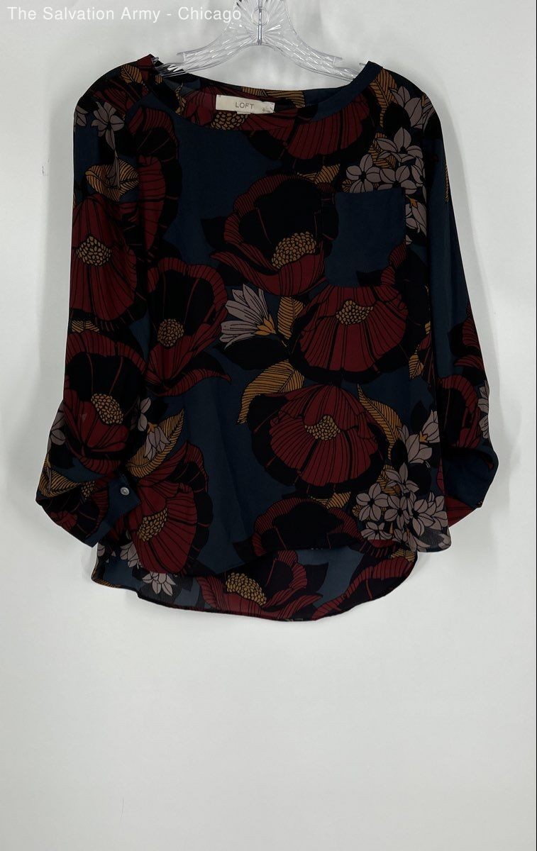 Ann Taylor Loft Womens Multicolor Floral Long Sleeve Blouse Top Size SP