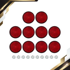 10 x Round Rear Reflectors Reflective Warning Reflector with M6 Screw Red