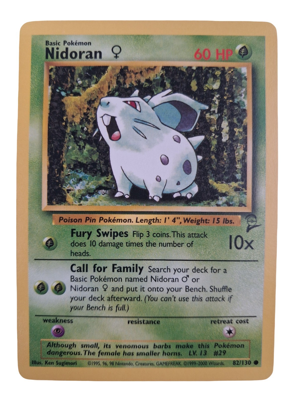 Nidoran 82/130 Base Set 2 Common Pokemon TCG NM