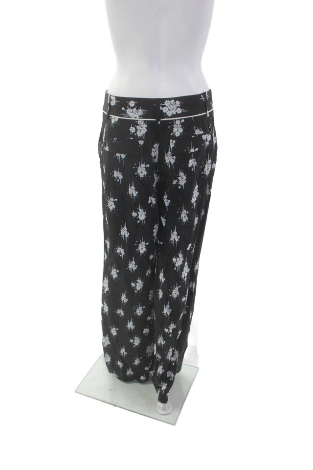 10 Pantalones acampanados florales de tiro medio negros talla 4 Crosby Derek Lam para mujer Foto 3 de 4