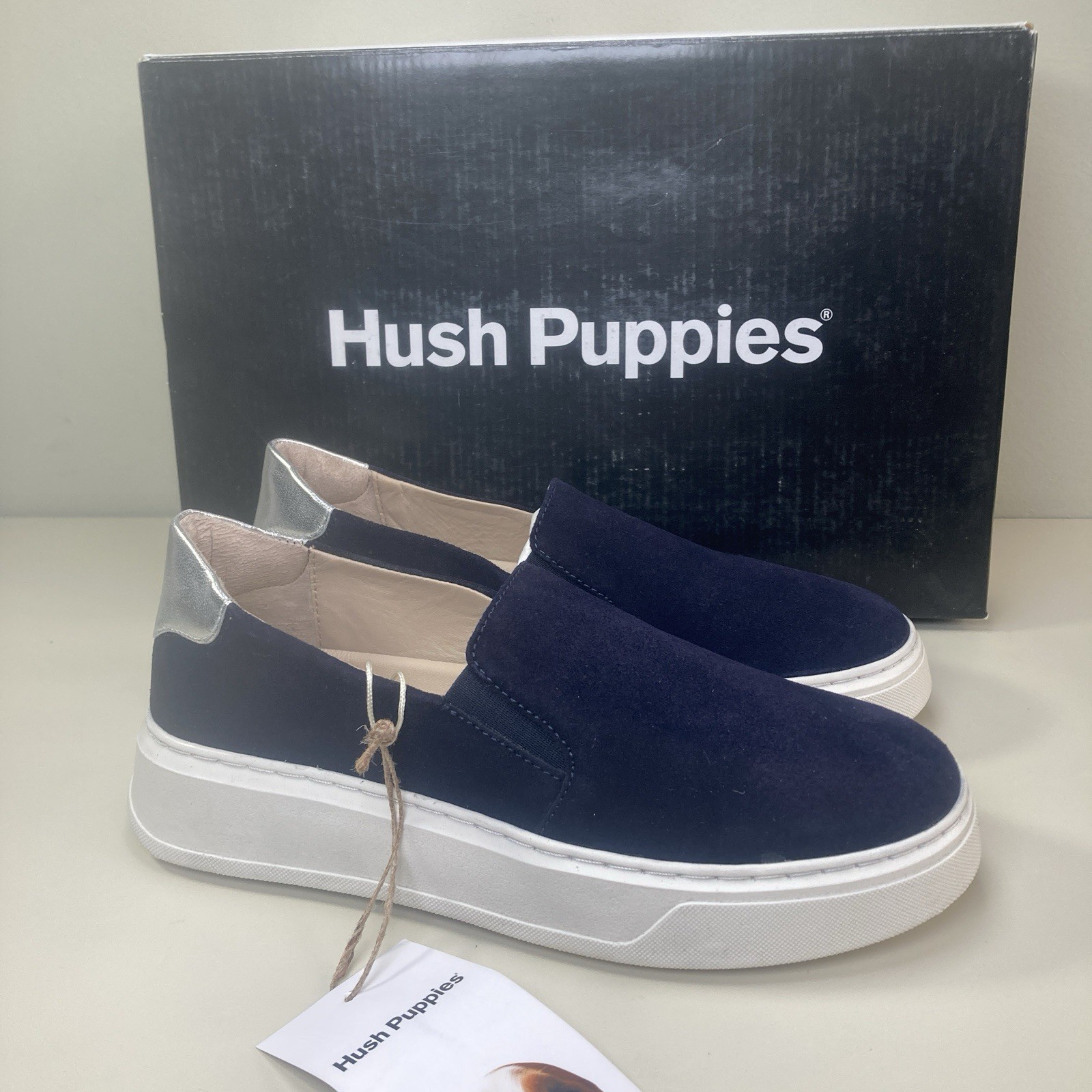 Hush Puppies Women's Corinne Comfort Slip-On Suede Trainers Navy UK 3 EU 36