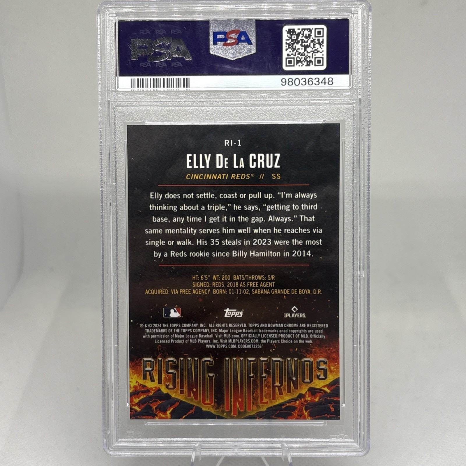 2024 Bowman Elly De La Cruz Rising Infernos #RI-1 RC PSA 10 Reds view 4