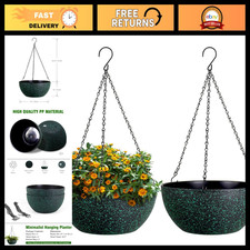 Large 13" Hanging Planters Pots for Indoor Outdoor Plants, 2-Pack with Drainage,