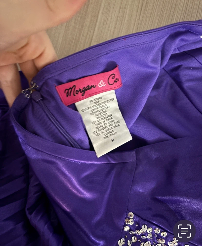 华丽紫色吊带领连衣裙女式中号 — 第 3/3 张图片