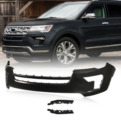 For 2018 2019 Ford Explorer Black Plastic Front Bumper Cover FO1014129