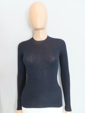 Christian Dior Navy CD  Bee Ribbed Cashmere Blend Sweater Size F 36/US 4