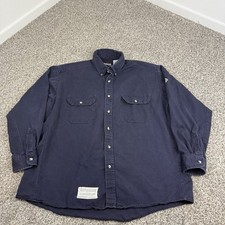 Bulwark FR Button Shirt Mens XL Navy Workwear Flame Resistant CAT 2 Westex
