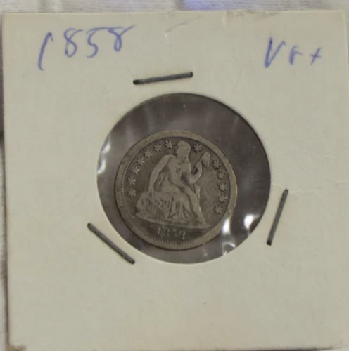 1858 US Seated Liberty Dime VG+