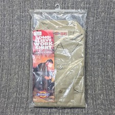 Vintage Dickies Work Shirt Made in USA 17-17.5 Khaki NOS Deadstock New 90s