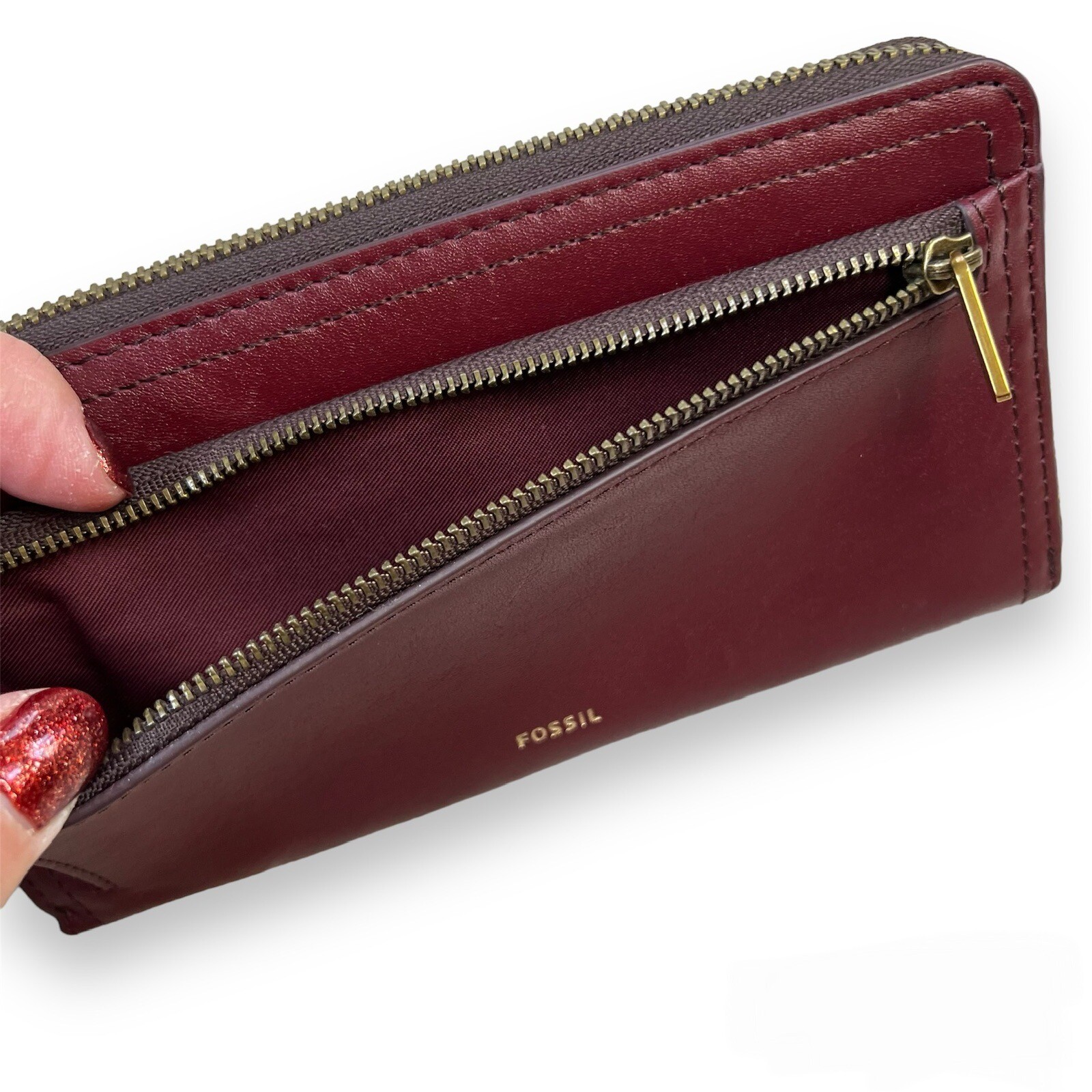 Fossil RFID Zip Around Logan Patchwork Leather Wa… - image 4