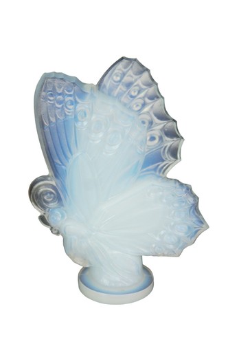 6 Antique French Sabino Opalescant Glass Figurines Butterfly Elephant Sparrows - Picture 2 of 12