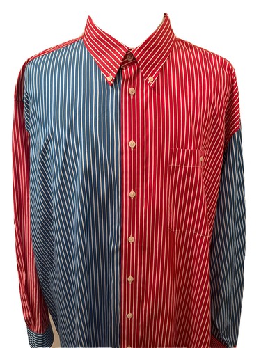 Paul Fredrick Sportshirt Herren Größe 4 XL Funshirt 100 % Baumwolle rot blau gestreift - Bild 1 von 11