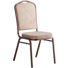 Crown Back Stacking Banquet Chair with Tan Fabric and Copper Vein Frame