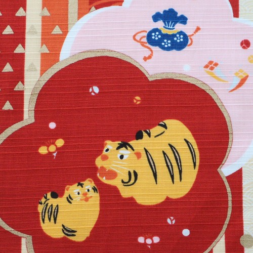 Japanese Furoshiki Wrapping Cloth Year 2022 Oriental Zodiac Tiger Vermillion - Picture 6 of 12
