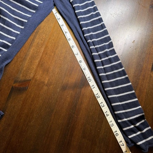CAbi Regiment Navy Blue Gray Striped Lightweight Sweater Size M style #3367 EUC - Picture 9 of 9