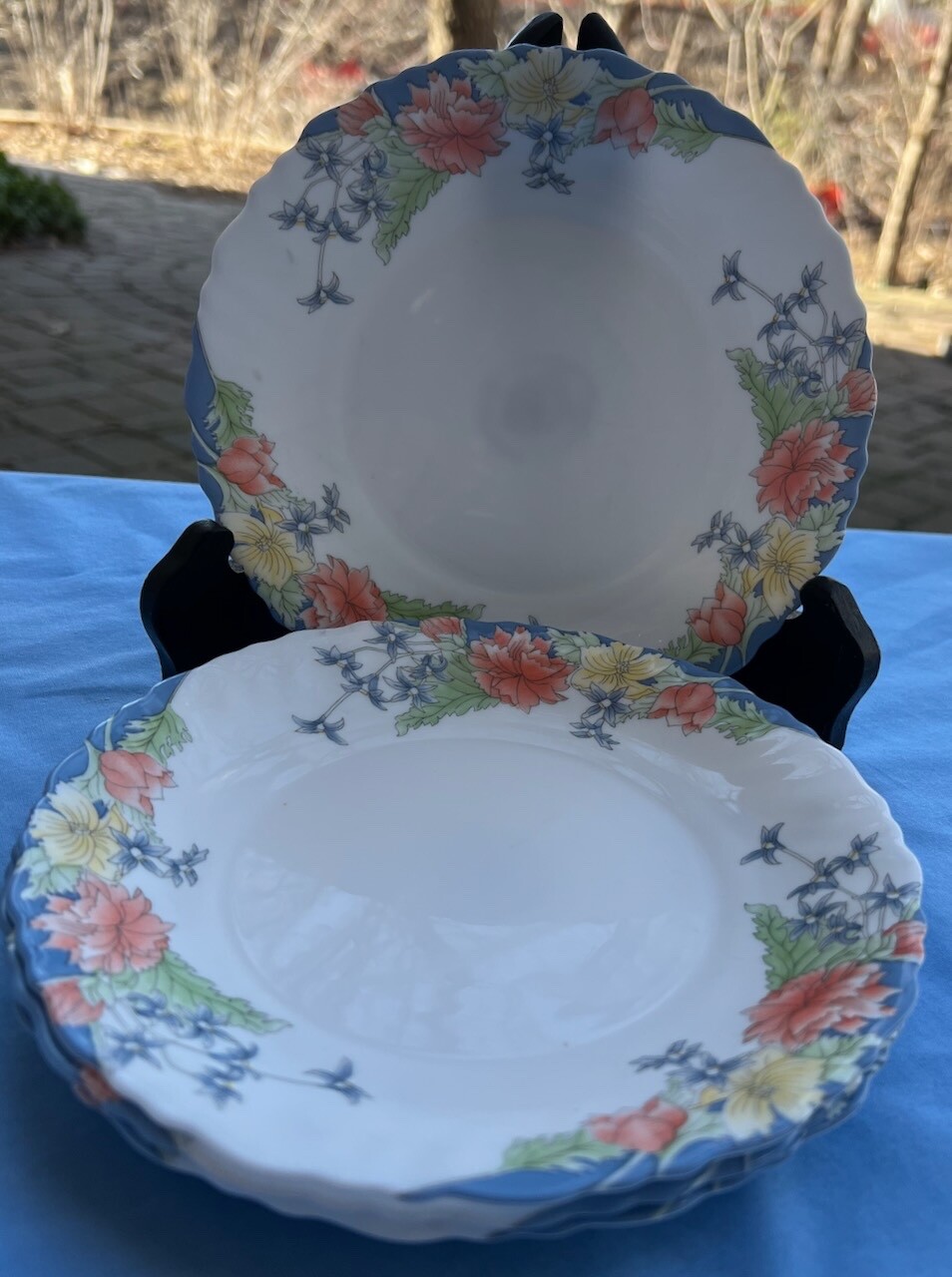 Set of FOUR Arcopal Royal Prestige Florine Glass Salad Plates France