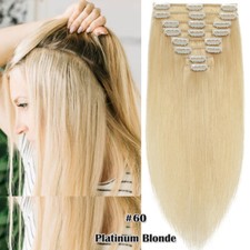 CLEARANCE 100% Human Hair Extensions Clip in Real Remy Hair 8Pcs Full Head Soft