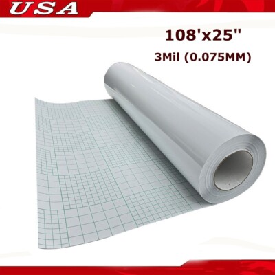 Transparent Glossy Double Side Adhensive Cold Laminating Roll Film 108'x25'' New