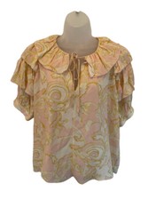 BNWT Ted Baker Frisis Frill Printed Chiffon Blouse Top TB 4 UK 14 RRP £150