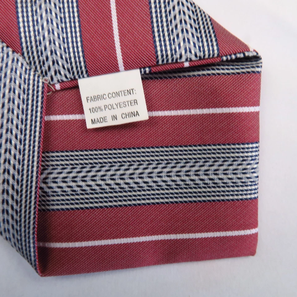 Vintage George Martin Red Gray Diagonal Stripe Neck Tie 56x3.5 Bright Colorful - Image 4 of 4