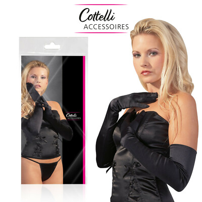 Cottelli Collection Elegante Lange Satin Handschuhe Stretch Abend GLOVES os