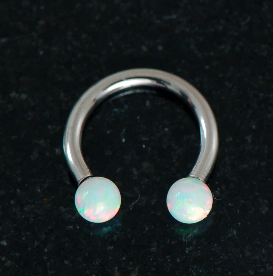 Herraduras de bola de ópalo blanco roscadas externas 16 g 5/16" labio, nariz, tragus 1 pieza Foto 4 de 4