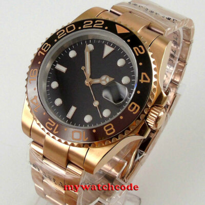 Rose Golden 40mm Bliger Black Dial Sapphire Glass NH35A Automatic Mens Watch
