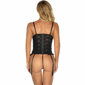 Womens Sexy Lace Bodysuit Lingerie Set Babydoll Nightwear with Garter Belts Set