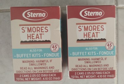 2 of Sterno S'mores Heat Fuel Cans 2 Pack Silver Fondue Kids Fun Buffet Fire 45m