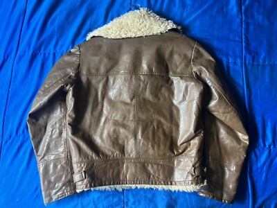 Vintage 70's Ibex of England leather shearling aviator bomber