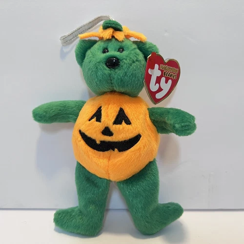 Ty Halloweenie Beanies TRICKY Halloween Vintage Ty Stuffed Animal Jack O Lantern