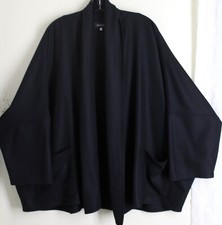 Amazing! New Eskandar Sz 1 Black Cashmere Silk Twill Jersey 32"l Coat Jacket