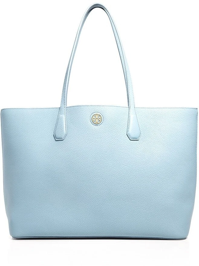 TORY BURCH Original Perry Pebbled Leather Cloud Blue Tote Bag