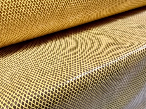Plastic Coated Fishnet Waterproof Couture Fabric, Per Metre - Yellow - Picture 2 of 3
