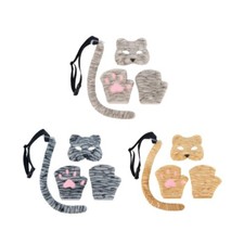 Faux Furs Foxes Tail Cats Wolf Mask Halloween Cosplay Costumes Foxes Mask Tail