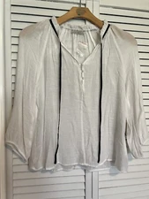 ACTIVE USA Women’s Size Large L Shirt Top Blouse NEW 3/4 Sleeve Ivory Sheer
