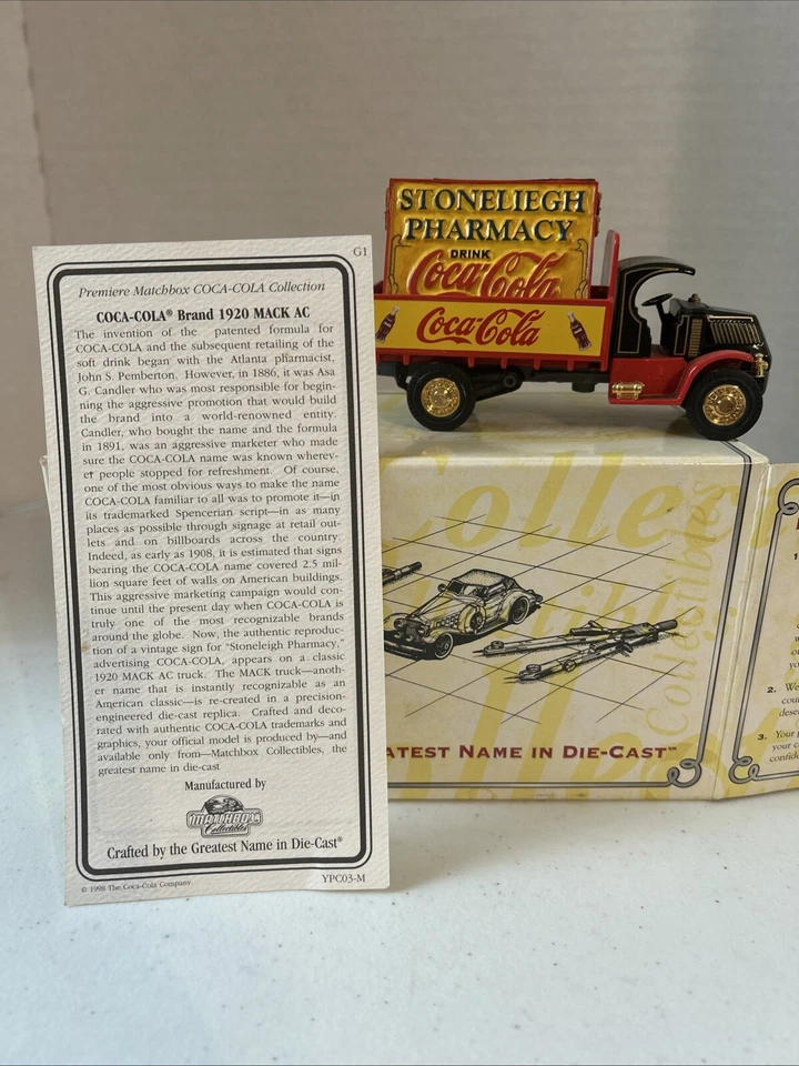 Matchbox Models Of Yesteryear 1920 Mack AC Coca Cola Stoneleigh Pharmacy Truck  - Image 2 of 4