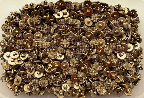Buttons 12mm 20L Aged Gold Ribbed Cone Rope Shank Craft Plastic Small (K201) - Picture 4 of 24