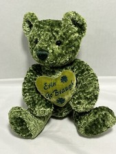 St. Patrick's 8" Green Stuffed Animal Bear Plush Erin Go Braugh Clover HTF