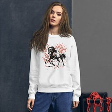 Cozy Unisex Horse Sweatshirt - Artistic Graphic Crew neck - Equestrian Gift