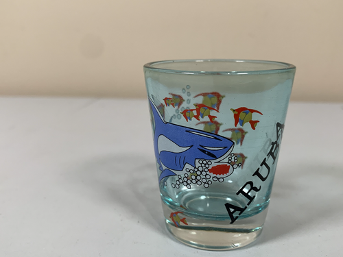 Vintage Shot Glass Aruba Shark Single Shot Fish Ocean Sea Travel Souvenir - Picture 7 of 9